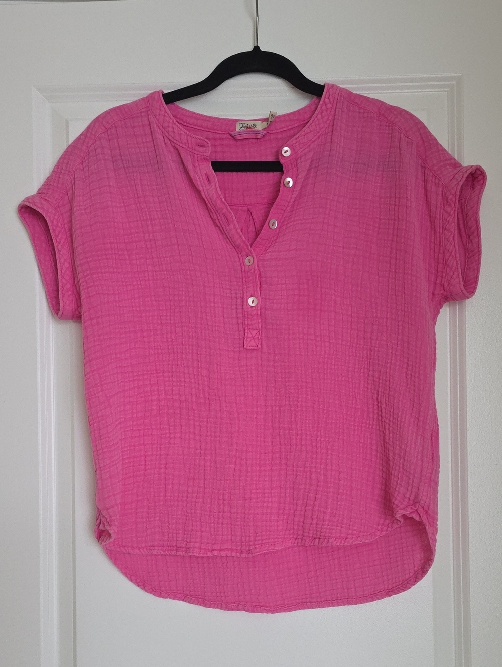 Faherty Pink Women's Button Henley Top